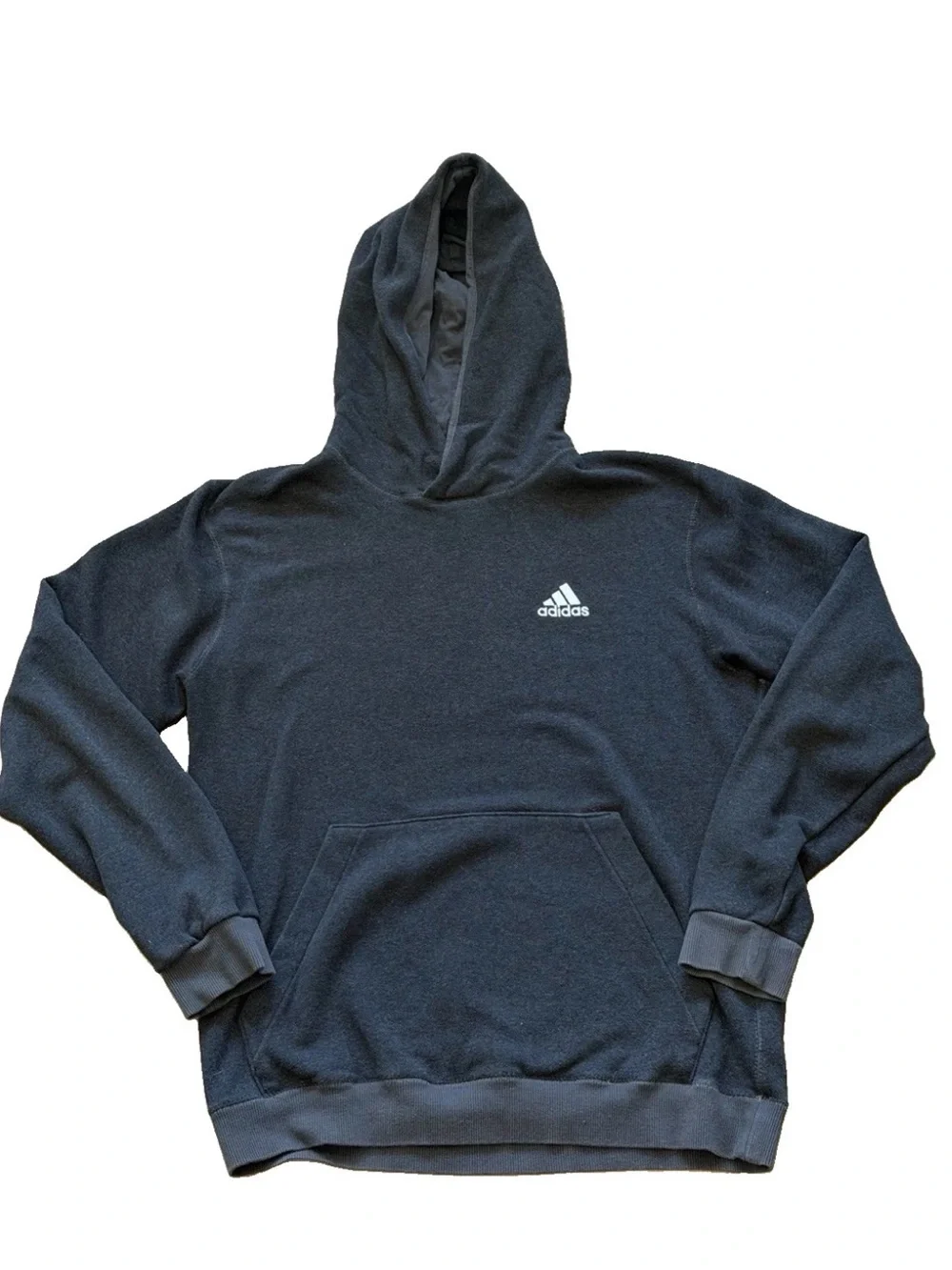 adidas Black Men's Pullover Hoodie with White Logo